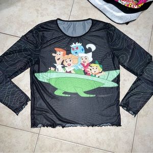 Dolls Kill x Hannah Barbara Plus Galactic Welcome Mesh Top